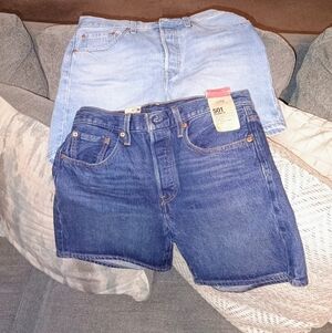 2 Pairs of brand new Levi's Dark and Light Blue Jean Shorts